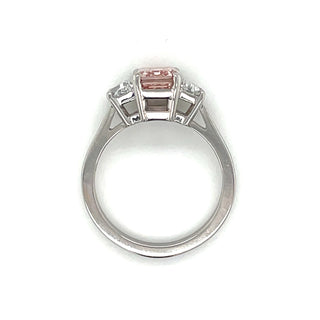 Lila - Platinum 2.61ct Emerald Cut Laboratory Grown Pink Diamond Ring with Side Stones