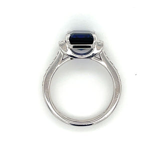 14ct White Gold Laboratory Grown 4.75ct Sapphire & 0.25ct Diamond Ring