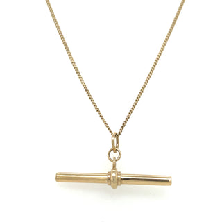 9ct Yellow Gold Large Hanging T-Bar Necklace