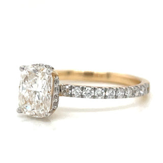 Lacey - 14ct Yellow Gold 1.45ct Laboratory Grown Elongated Cushion Cut Diamond Ring with Hidden Halo