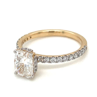 Lacey - 14ct Yellow Gold 1.45ct Laboratory Grown Elongated Cushion Cut Diamond Ring with Hidden Halo