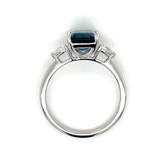 9ct White Gold London Blue Topaz and Diamond Ring