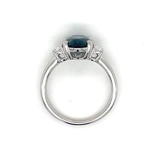 9ct White Gold Oval London Blue Topaz and Diamond Ring