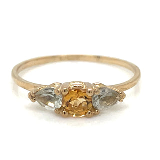 9ct Yellow Gold Citrine & Green Amethyst Ring