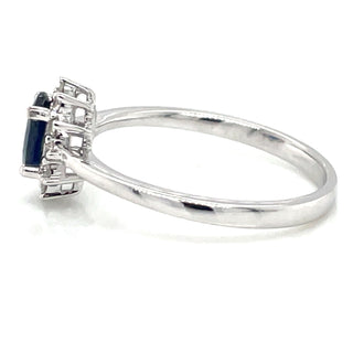 9ct White Gold Earth Grown Princess Di Style Sapphire & Diamond Ring