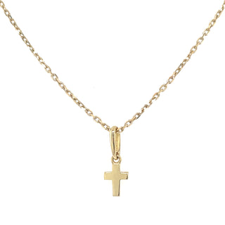 9ct Yellow Gold Petite Plain Cross Necklace