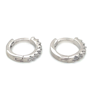 Sterling Silver Mini Cz Set Hoops