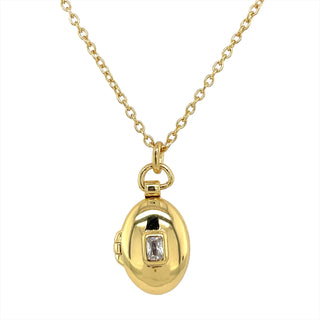 Golden Oval Locket With Cz Centre