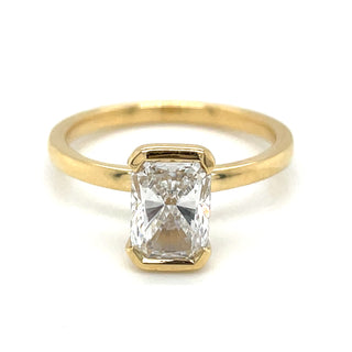 Athena - 18ct Yellow Gold Half Rubover Laboratory Grown Radiant Cut Diamond Solitaire Engagement Ring