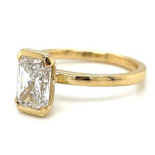 Athena - 18ct Yellow Gold Half Rubover Laboratory Grown Radiant Cut Diamond Solitaire Engagement Ring