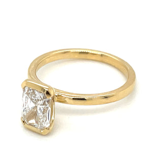 Athena - 18ct Yellow Gold Half Rubover Laboratory Grown Radiant Cut Diamond Solitaire Engagement Ring