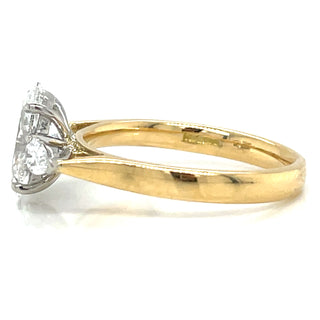 Daniela - 18ct Yellow Gold 1.75ct Laboratory Grown Oval Three Stone Engagement Ring with Side Pear Diamonds