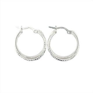 Sterling Silver Double Strand Twist Hoop Earrings