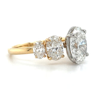 Riona - 18ct Yellow Gold 3.59ct Laboratory Grown Tapered Oval Five Stone Diamond Ring