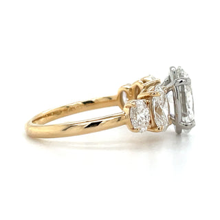 Riona - 18ct Yellow Gold 3.59ct Laboratory Grown Tapered Oval Five Stone Diamond Ring