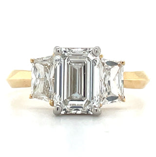 Fiadh - 18ct Yellow Gold 2.06ct Laboratory Grown Emerald Cut Diamond Ring With Side Stones