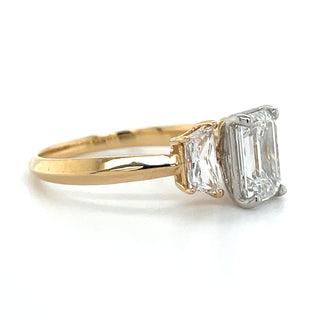 Fiadh - 18ct Yellow Gold 2.06ct Laboratory Grown Emerald Cut Diamond Ring With Side Stones