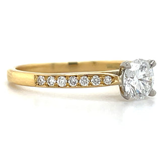 Laoise - 18ct Yellow Gold 0.66ct Laboratory Grown Round Solitaire Engagement Ring With Pavé Set Shoulders