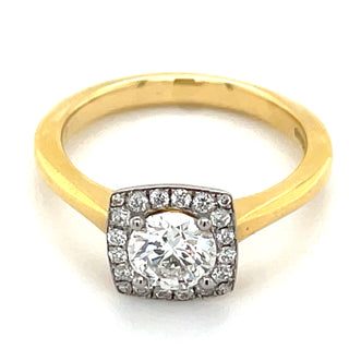 Maria - 18ct Yellow Gold .82ct Pavé Set Cushion Halo Earth Grown Diamond Engagement Ring