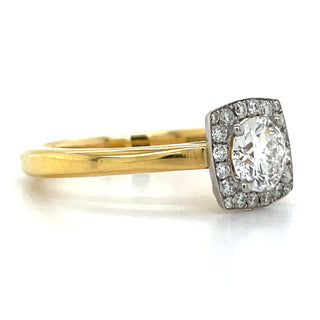 Maria - 18ct Yellow Gold .82ct Pavé Set Cushion Halo Earth Grown Diamond Engagement Ring