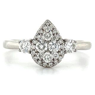 Pear Halo Diamond Engagement Ring in White Gold