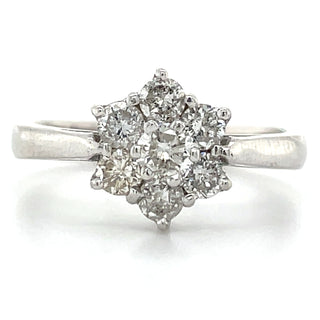 white gold cluster style diamond engagement ring