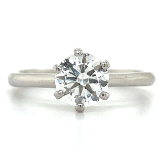 platinum six claw round solitaire engagement ring