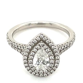 Beth - Platinum Double Halo Pear Earth Grown Diamond Engagement Ring