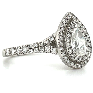 Beth - Platinum Double Halo Pear Earth Grown Diamond Engagement Ring