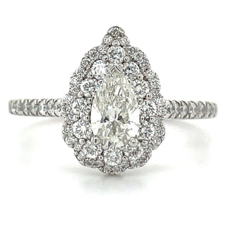 platinum pear double halo diamond engagement ring