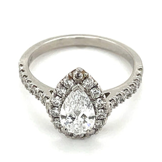 Abigail - Platinum Pear Halo Castle 1.32ct Earth Grown Diamond Engagement Ring