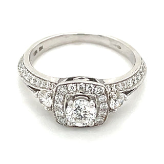 Francesca-18ct White Gold Split Shank Cushion Halo Earth Grown Diamond Engagement Ring