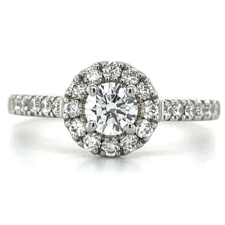 platinum round halo diamond engagement ring