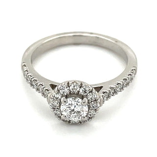 Monica - Platinum .70ct Round Halo Diamond Engagement Ring