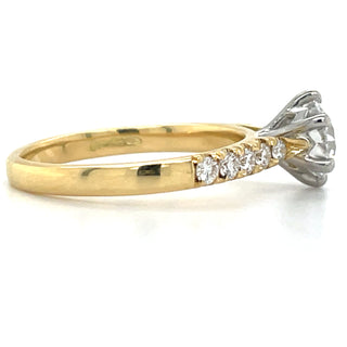 Felicity - 18ct Yellow Gold 1.25ct Laboratory Grown Six Claw Round Solitaire Diamond Engagement Ring With Castle Set Shoulders