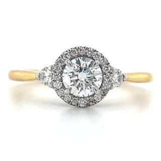 yellow gold round halo diamond engagement ring