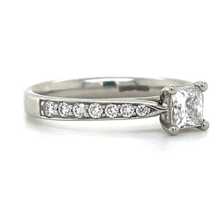 Alise- Platinum 0.42ct Earth Grown Princess cut Solitaire Engagement Ring with Pave Set Band