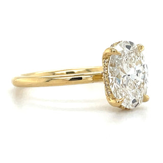 Millie - 18ct Yellow Gold 1.99ct Laboratory Grown Oval Solitaire Engagement Ring with Hidden Halo