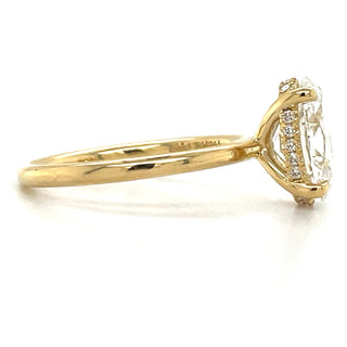 Millie - 18ct Yellow Gold 1.89ct Laboratory Grown Oval Solitaire Engagement Ring with Hidden Halo