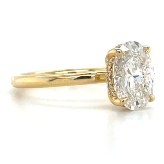 Millie - 18ct Yellow Gold 2.04ct Laboratory Grown Oval Solitaire Engagement Ring with Hidden Halo