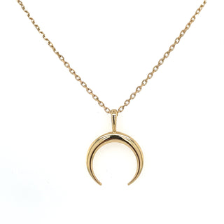 9ct Yellow Gold Upside Down Crescent Pendant Necklace