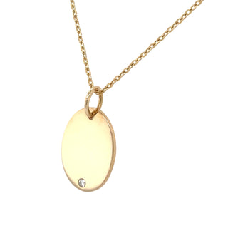 9ct Yellow Gold Oval & Diamond Disc Necklace