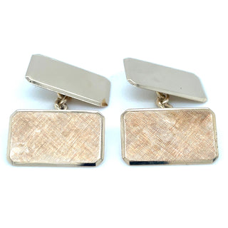 Vintage 9ct Yellow Gold Brushed And Plain Cufflinks