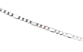 Sterling Silver 3 To 1 Figaro Gents 8” Bracelet