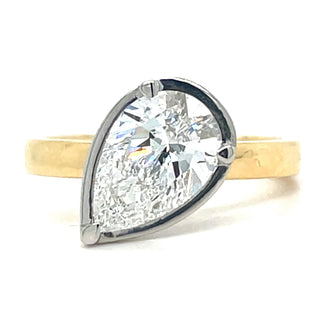 Mae- 18t Yellow Gold 2.01ct Laboratory Grown Pear Diamond Bezel Set Solitaire Engagement Ring