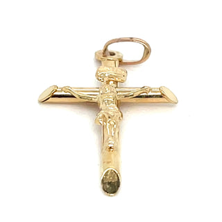 Vintage 9ct Yellow Gold Round Edge Crucifix Pendant