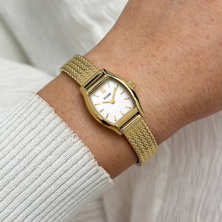 Cluse Tonnette Mini Watch Mesh, White, Gold Colour