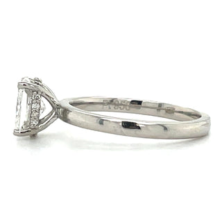 Grace - Platinum 1.09ct Laboratory Grown Elongated Cushion Cut Diamond Ring With Hidden Halo