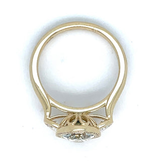 9ct Yellow Gold Laboratory Grown 2.48ct Oval Green Amethyst And Diamond Halo Ring
