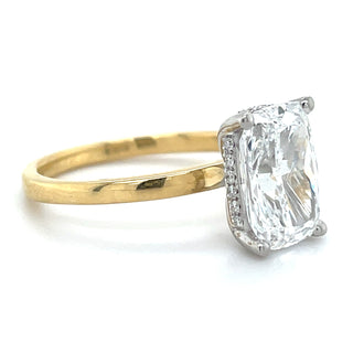 Ariana - 18ct Yellow Gold 2.69ct Laboratory Grown Cushion Solitaire Diamond Engagement Ring With Hidden Halo